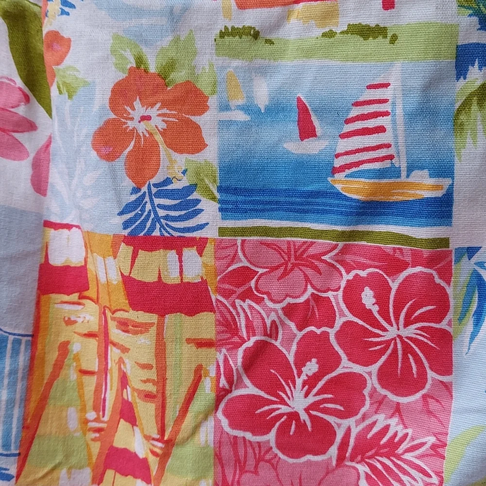 Talbots Tropical Hawaiian Palm Tree Patchwork Straight mini Skirt Sz 8
